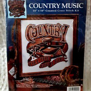 Cross Stitch Kit Design Works COUNTRY MUSIC Sepia Guitar Item #9994 New